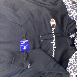 brand new black champion hoodie with tags!